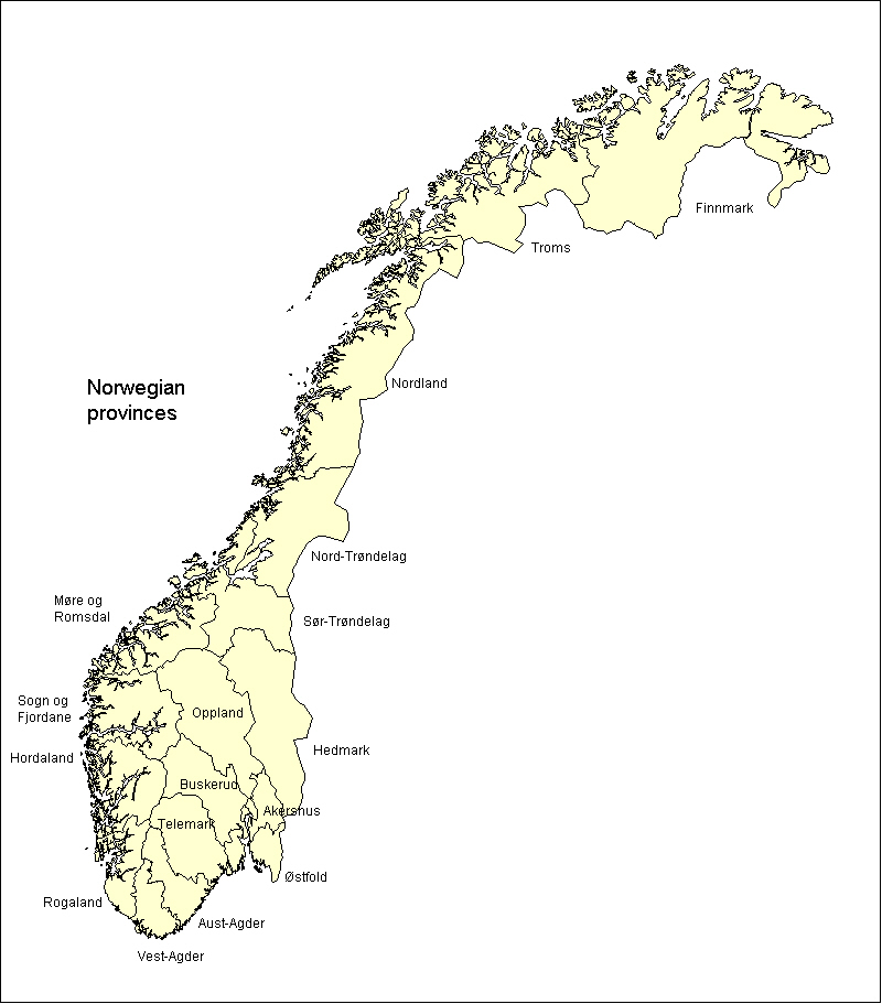 Norwegen Karte Provinzen